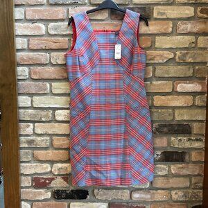 brooks brothers Blue Red Plaid Cotton Sundress Nwt 10 Preppy Mrsp $398 A Line